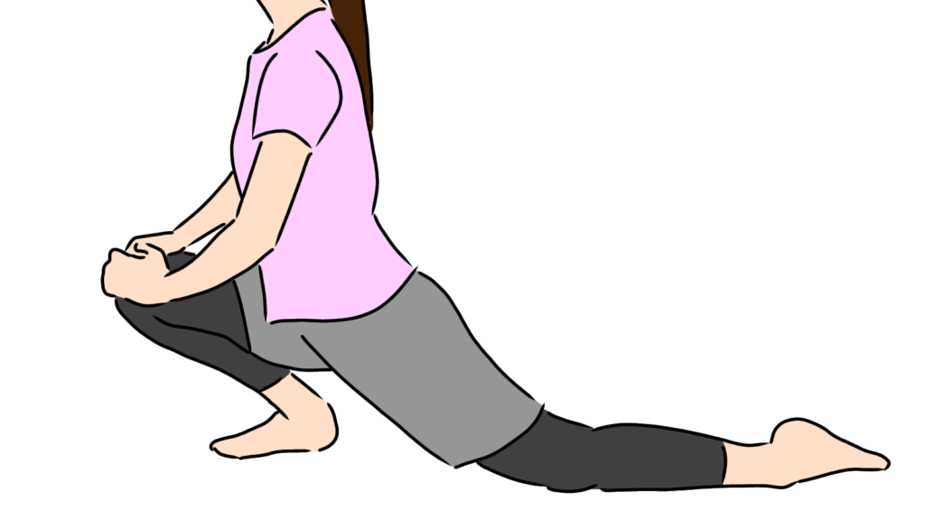 股関節のストレッチをする女性