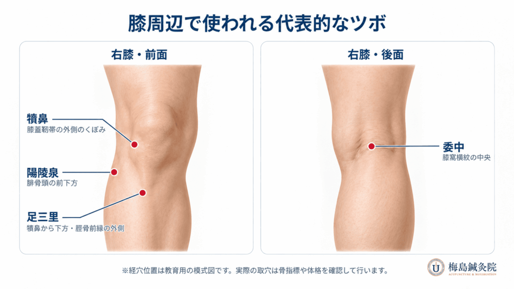 膝周辺の代表的なツボ