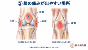 膝の痛む場所