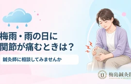 梅雨や雨の日に気になる関節の痛みと受診目安を案内する記事のアイキャッチ画像