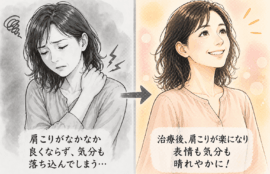鍼灸治療をすると肩こりのお悩みが楽に